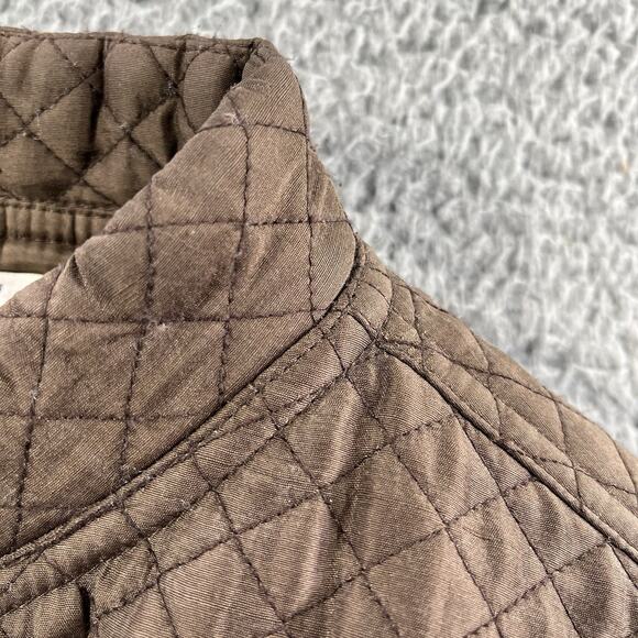 PATTY KIM JACKET WOMENS LARGE BROWN 100% SILK QUILTED BUTTON MOCK NECK - Picture 10 of 10